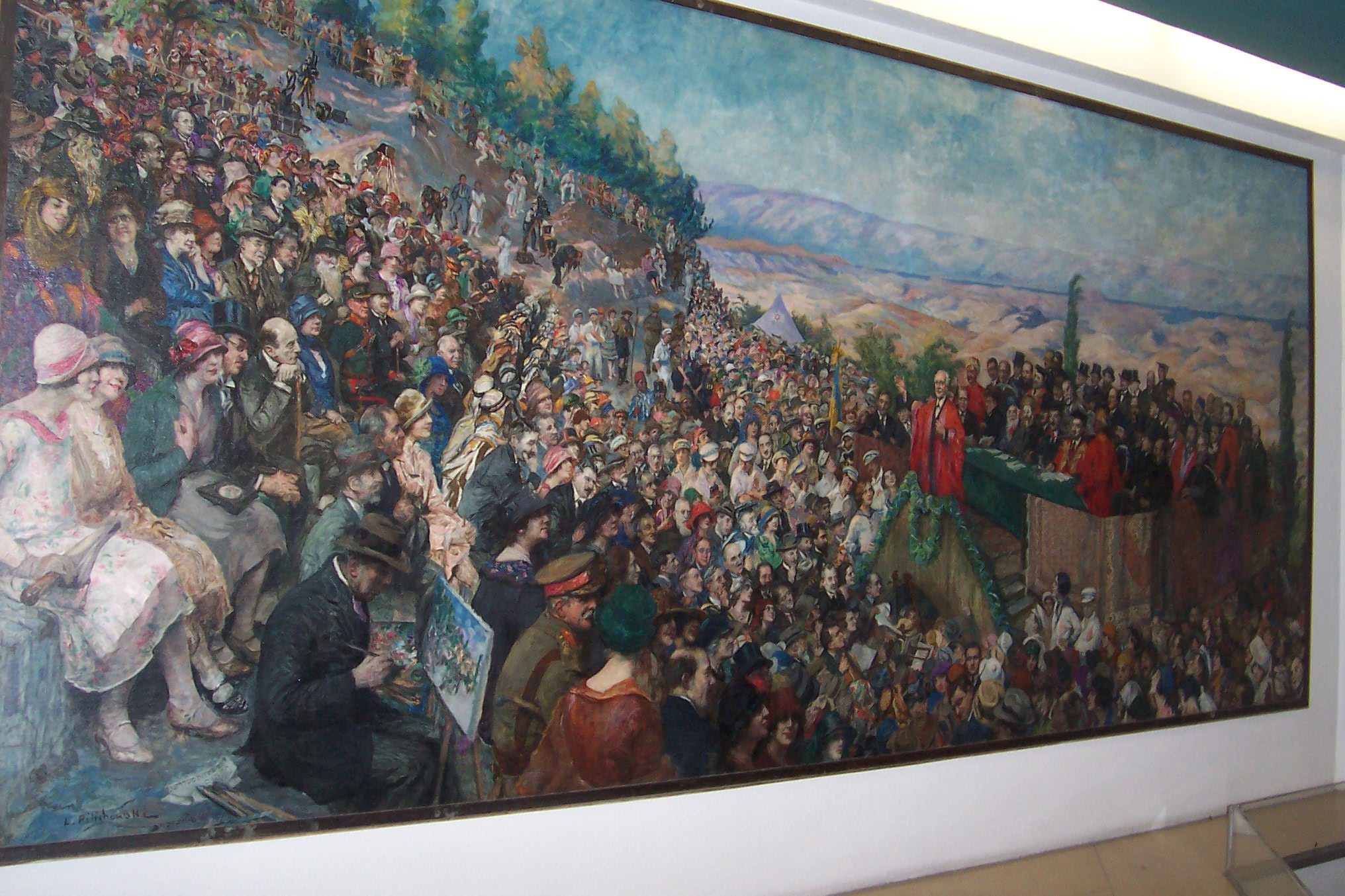 ציור שמן אירוע פתיחה 1925, קמפוס הר הצופים של האוניברסיטה העברית בירושלים (צילום: ד"ר ענת אביטל)