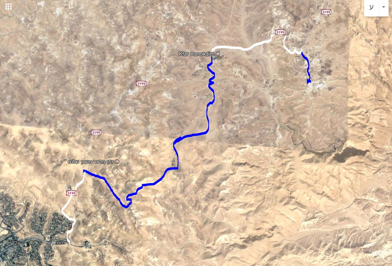 מפת מסלול נסיעה מערד לX4הר קנאים ברכב שטח 4